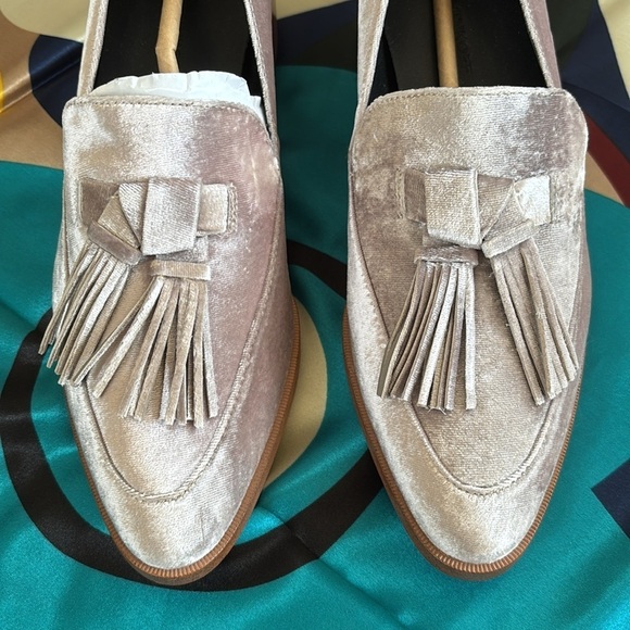 Brand New Rebecca Minkoff Edie Velvet Tassel Loafers Stacked Heel Slip On Shoes - Picture 5 of 16